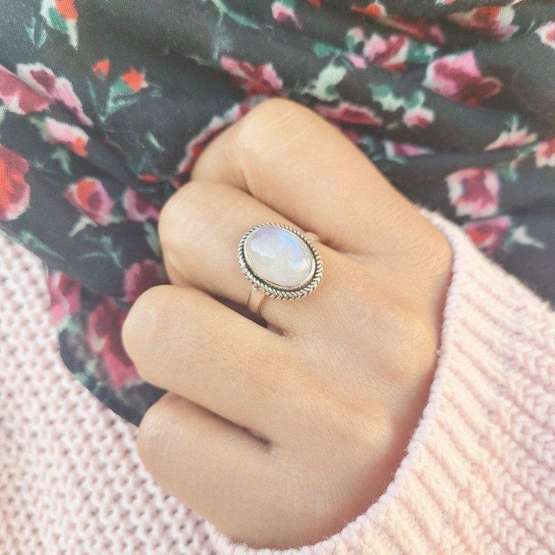 Genuine Moonstone Ring, Moonstone Silver Ring