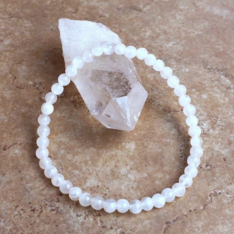 Moonstone Power Mini 4mm Beaded Gemstone Bracelet
