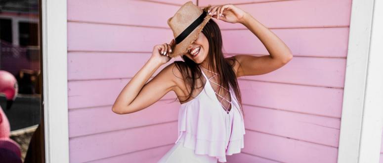 girl in pink swimsuit on pink background girl in pink swimsuit on pink background