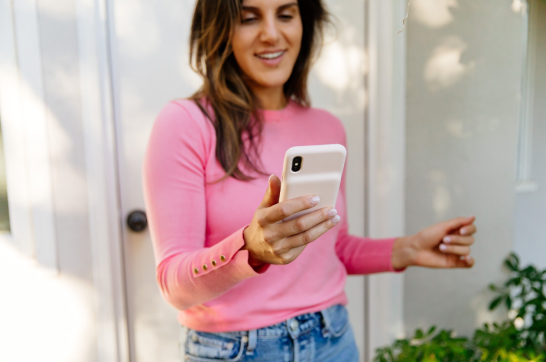 Young woman looking for love swipes right on a dating app
