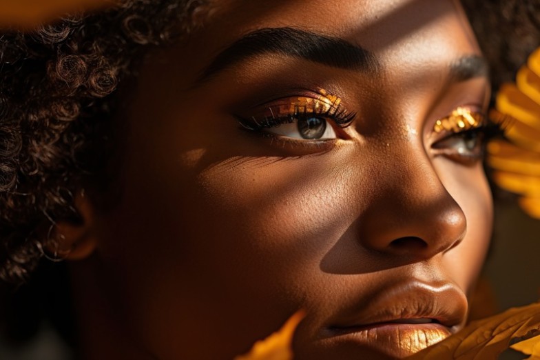 Gold eye makeup look