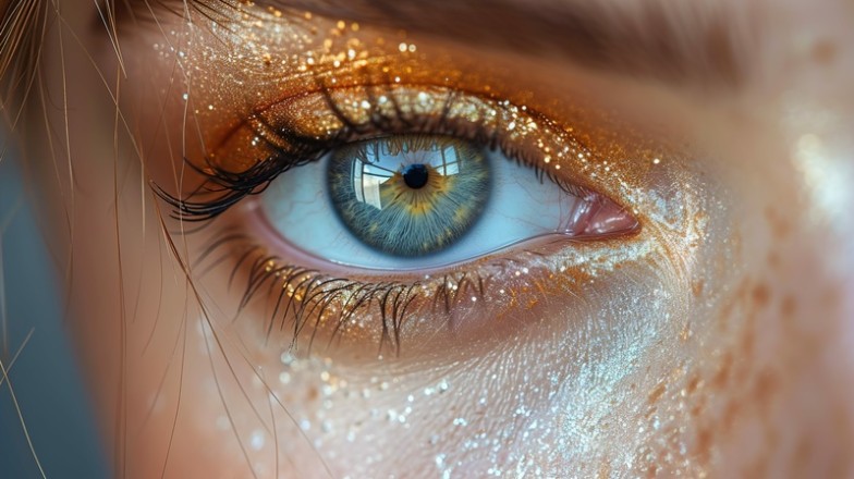 Gold eye makeup look