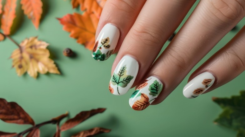 autumn green manicure