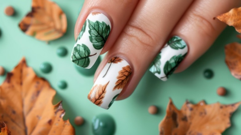 autumn green manicure