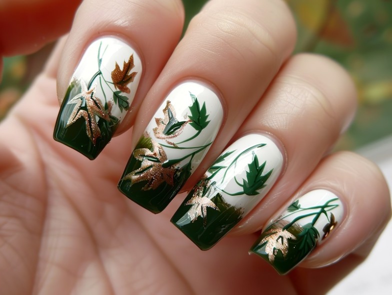 autumn green manicure