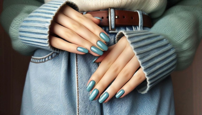 autumn blue manicure