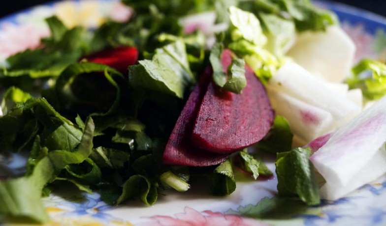 red beets and leafy vegetables photo