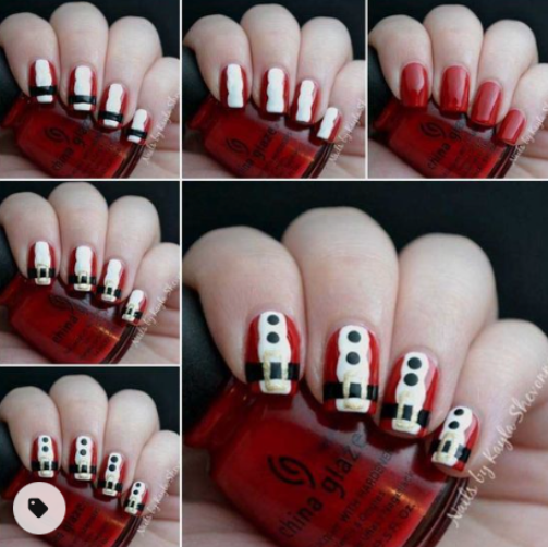 santa suit nails